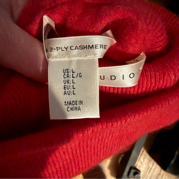 Max Studio Vibrant Red Cowl Neck Sweater 100% 2-Ply Cashnere - Picture 3 of 7